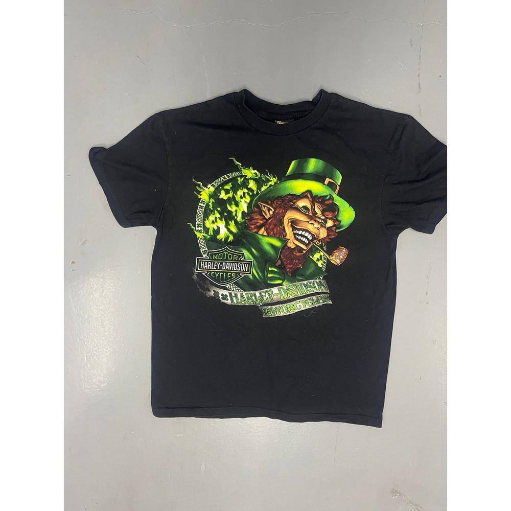 Harley-Davidson Mens Leprechaun Graphic T-Shirt Black Large Hals New Berlin WI